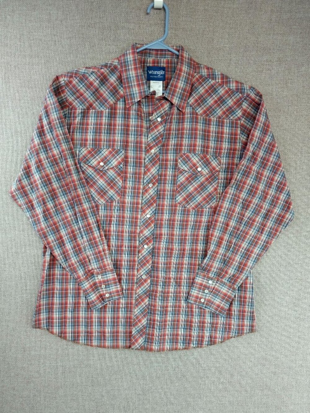 Wrangler Mens Multi Color Plaid Western Cowboy Pearl Snap Pockets Shirt Size XL